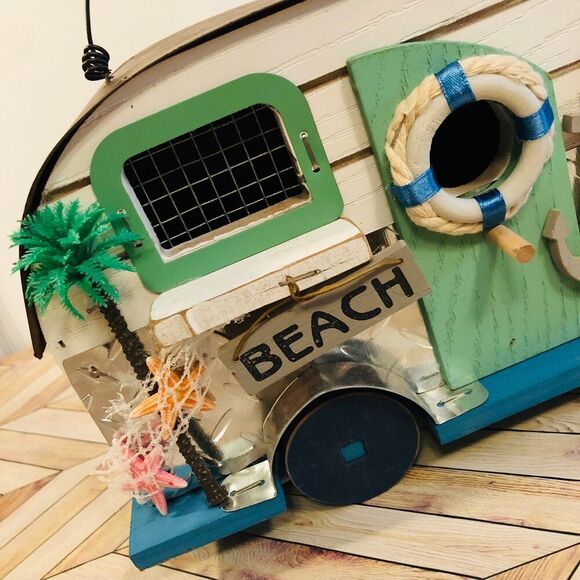 Hobby Lobby Beach Camper Wood Birdhouse Nautical Decor HTF - Picture 6 of 7